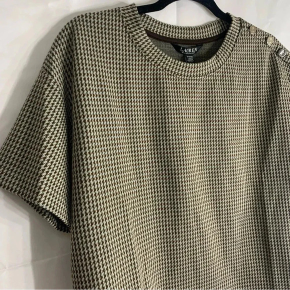 NWT Lauren Ralph Lauren Houndstooth Jacquard Crewneck Short Sleeve Top, size PM - Picture 4 of 12